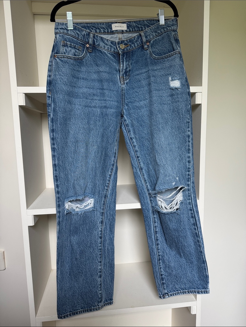 PacSun Blue Distressed 90s Straight-Leg Women's Jeans